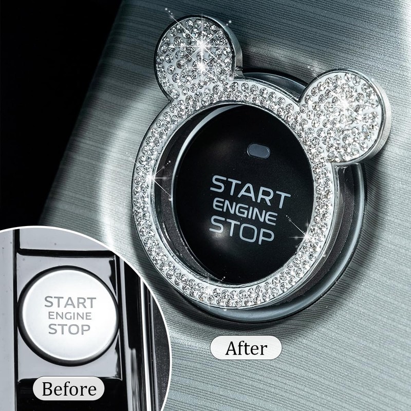 CGEAMDY Pack of 2 Car Engine Start Stop Button Ring,