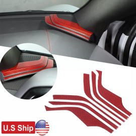 autopart2021 Red Carbon Fiber Instrument Dashboard Side Panel Trim For Corvette C8 2020-25 US