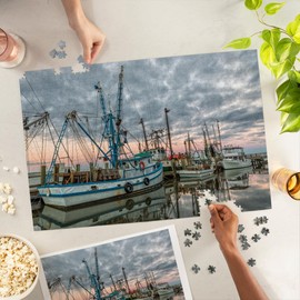Lantern Press 1000 Piece Jigsaw Puzzle, Shrimp Boats in Port Royal, South Carolina