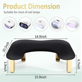 Nail Arm Rest, Arm Rest for Nails Tech, Foldable Nail Tech Client Arm Rest, PU Leather Nail Hand Rest, U Shape Manicure Hand Rests for Foot Hand Rest, Black