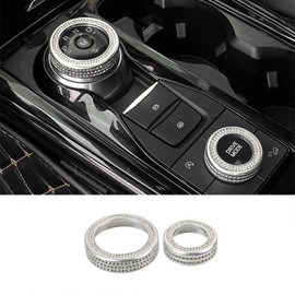 FDAIUN Car Accessories for Ford Explorer 2020 2021 2022 2023 Metal Gear Shift Knob Cover Decal Crystal Decorative Bling Knob Protective Sleeve 2 PCS (Silver)
