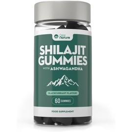 Shilajit Gummies with Ashwagandha - Blackcurrant Flavour - 60 Vegan Gummies with Vitamin B6, B12 & Zinc, Energy & Immune System Support - Himalaya Shilajit for Men & Women