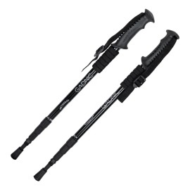 Baston Trekking Aluminio X Par 2 Unidades Senderismo Montaña Color Negro