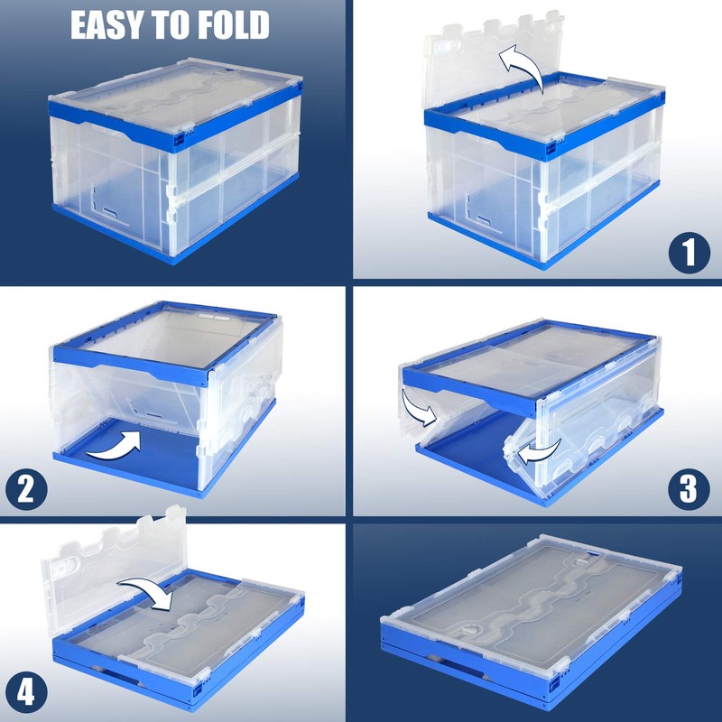 MOUNT-IT! Collapsible Storage Bin with Attached Lid [65 Liter] Folding