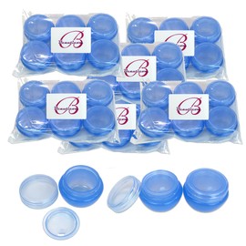 Beauticom 36 Pieces 10G/10ML Blue Frosted Container Jars with Inner Liner for Makeup, Creams, Cosmetic Beauty Product Samples - BPA Free