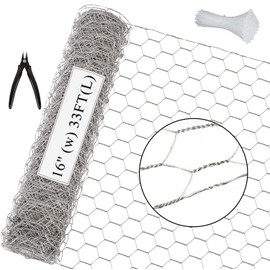 BESTEEL Upgraded Garden Poultry Chicken Wire Netting, Double-Sided Wire 16''x396'' Galvanized Hexagonal Poultry Netting Chicken Wire Net Garden Fence Animal Barrier for Craft 1" Mesh Poultry Netting