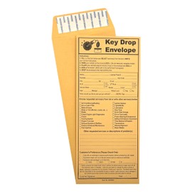 1000 Cashier Depot Night/After Hours Key Drop Envelope For Auto Shop Repair or Service, 4 1/8" x 9 1/2", Peel & Seal, Open End, Sturdy 24lb. Brown Kraft (1000)