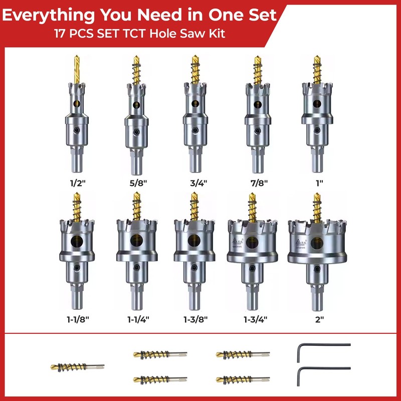 Keewaki Hole Saw Kit – 17-Piece Carbide Hole Cutter Set