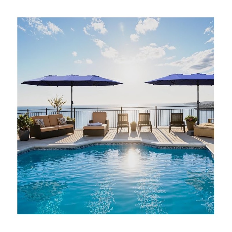 15ft Large Patio Umbrellas with Base Included, Double Sided Outdoor