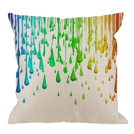 HGOD DESIGNS Watercolor Pillow Case,Colorful Paint Splatter Art Cotton Linen Cushion Cover Square Standard Home Decorative for Men/Women 18x18 inch Blue Green Yellow,Red