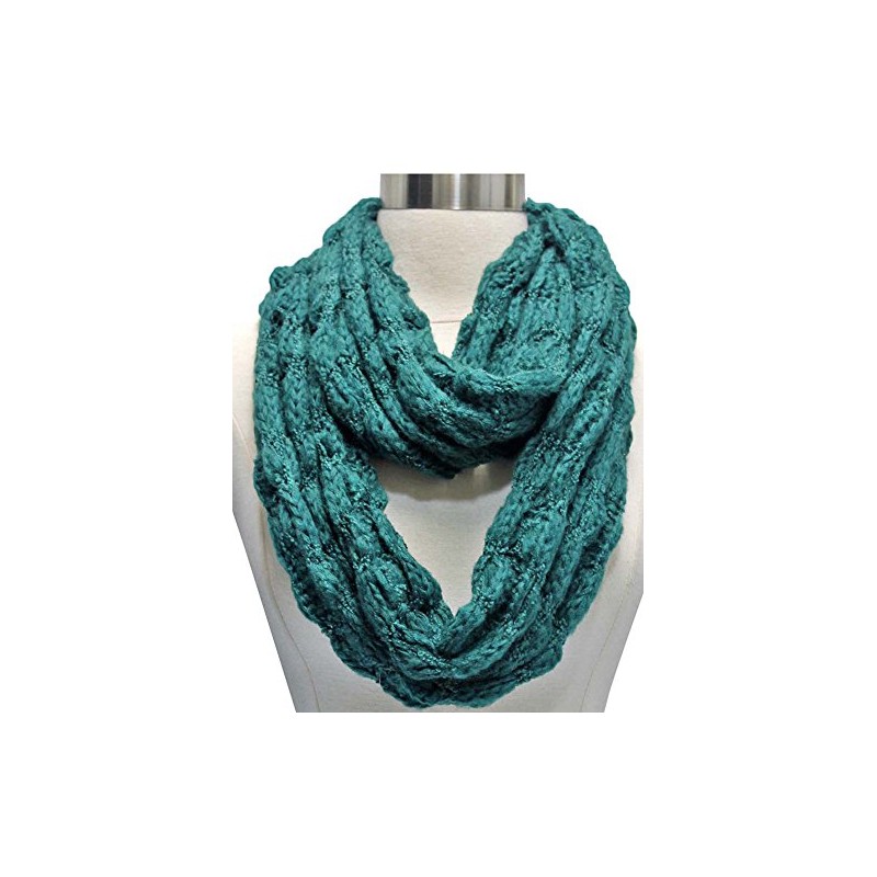 Green Winter Bubble Knit Infinity Circle Scarf
