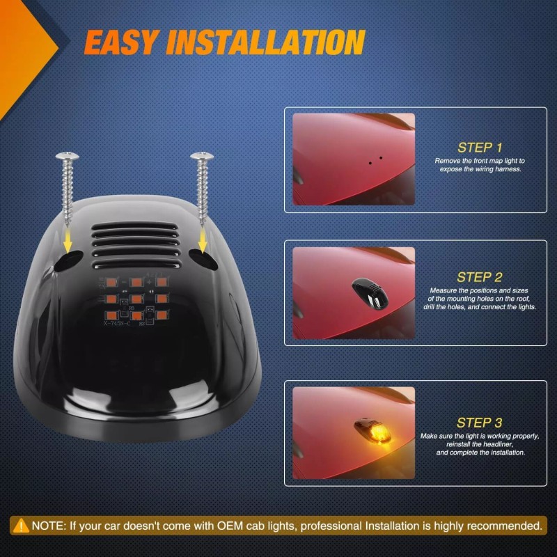 Nilight LED Cab Marker Lights Roof Running Light 5 PCS