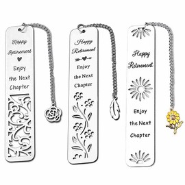 3 x Stainless Steel Bookmarks with Chain, Inspirational Bookmark Dankschön Bookmark with Feather Pendant, The Perfect Gift for Teachers, Friends and Colleagues