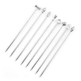 ARFUKA 8pcs Metal Cocktail Sticks Reusable Fruit Cocktail Picks Stainless Steel Martini Drinks Bloody Mary Skewers Appetizers Olive Picks