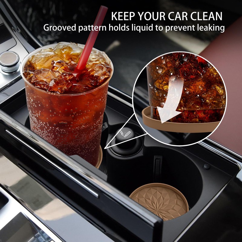 ME.FAN Car Cup Coaster [4 Pack] Silicone Car Coasters/Cup Mats