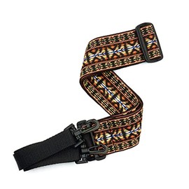 D'Addario Banjo Strap with Clips - Strap for Banjo - Banjo Accessories - Woven, Hootenanny - Yellow and Brown