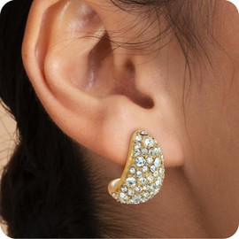 Chunky Gold Stud Earrings for Women Surgical Steel 14k Gold Plated Hypoallergenic Gold Earrings Gold Statement Earrings for Women Trendy Fashion Gold Jewelry Gifts