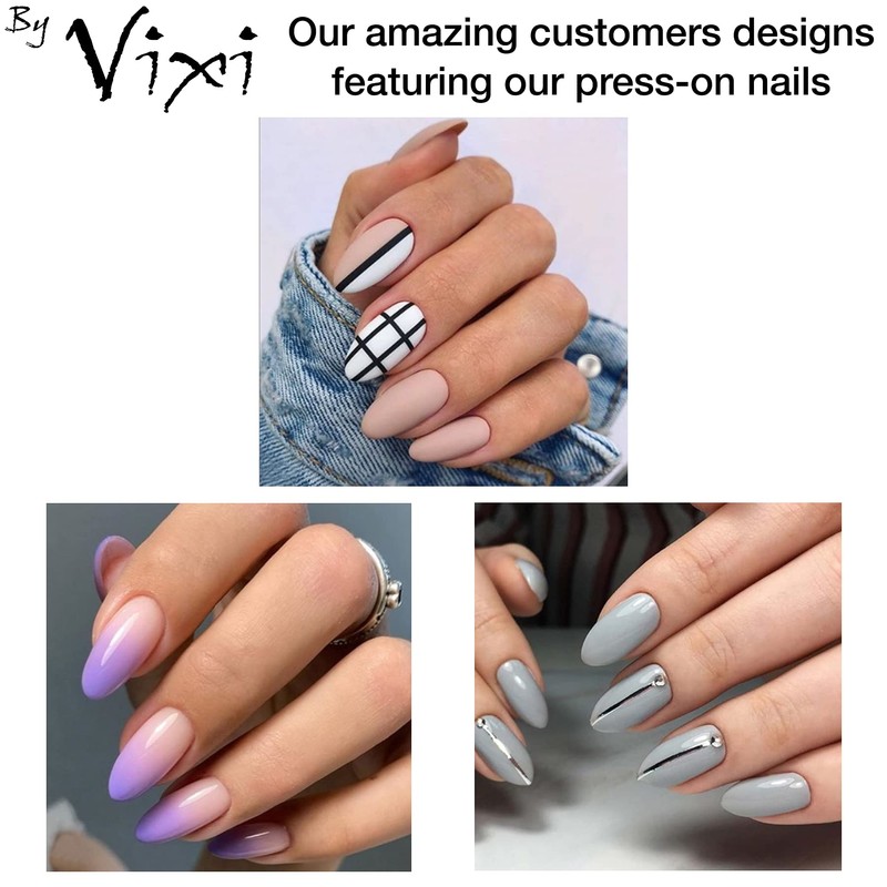 By Vixi 600 pieces MEDIUM ALMOND NAIL SET with FREE