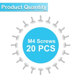 Thread Nurled Thumb Screw M4 Screws - Pack of 20 White M4 10 mm Screws Round Handle Bolt Flat Head Screw Knurled Screw Handle Mounting Thumb Screw Clamping Knob Tension Screw