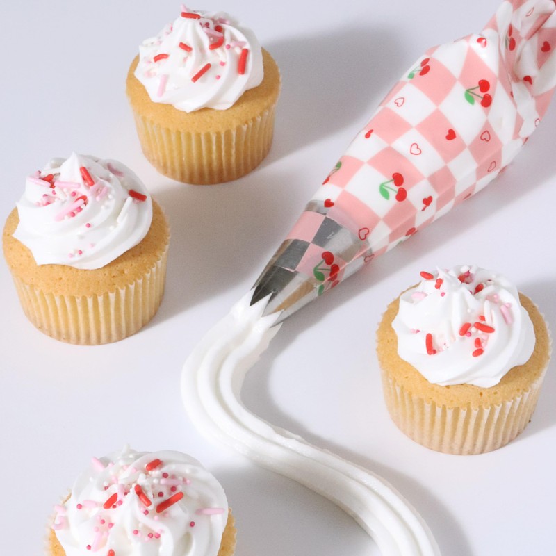 PME VD24IB064 12 Disposable Icing Piping Bags, Valentines Cherry Checkerboard,