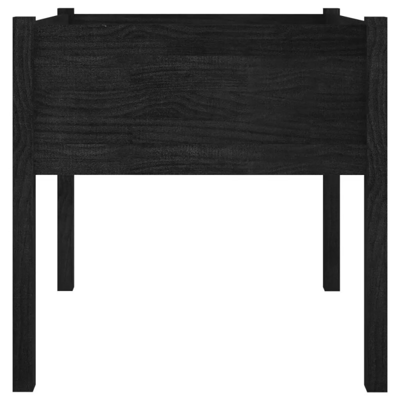 Durable Solid Pinewood Garden Planter 27.6x27.6x27.6 in Black Flower Pots