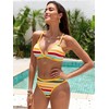 ZAFUL Women's Colorblock Stripes Triangle Bikini Cute String 2 Piece