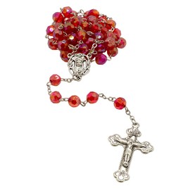 Birthstone Rosary | Multi-Faceted Iridescent Beads with Silver-Tone Center Medal and Crucifix | Great Catholic Gift for First Holy Communion and Confirmation (July)