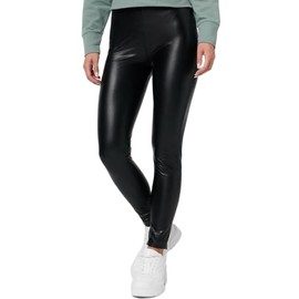 Nur Die Women's Leggings in Leather Look Relax & Go Faux Leather High Waist Treggings with Soft Inner and Waistband, black