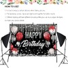 8x6ft Red Silver Black Happy Birthday Party Backdrop Glitter Balloons
