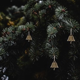 OUNONA 25pcs Bronze Horn Bell Jingle Bell Craft Ornaments Small Decorative Bell Bronze Christmas Small Bell Pendant Craft Small Bell Christmas Pendant