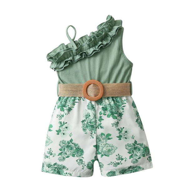 Toddler Baby Girls Summer Romper Clothes Infant One Shoulder Overalls