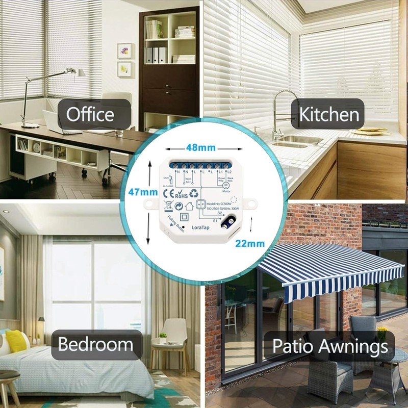 LoraTap Roller Shutter Control Switch Roller Shutter Module WiFi Compatible