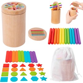 TUNJEJINY Montessori Toys for 1 2 3+ Year Old, 3 in 1 Color & Shape Sorting Toys for Toddlers, Learning Fine Motor Skills Sensory Toys for Boys Girls Gifts