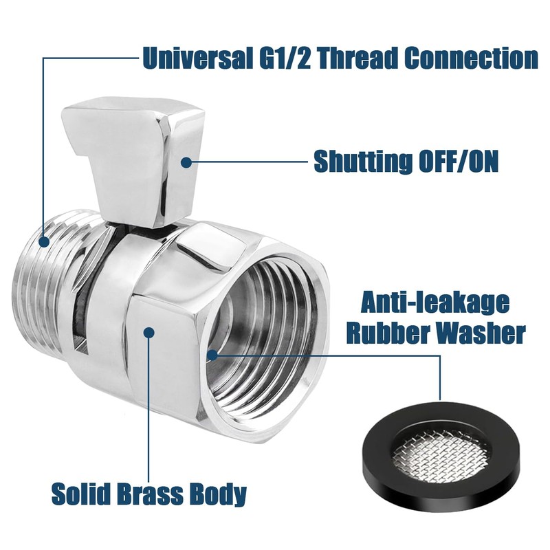 Bestgle 2 Pcs Shower Flow Control Valve Shower Head Shut-Off
