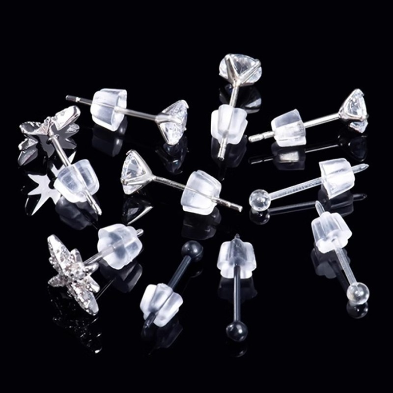 Silicone Earring Backs, 200 Pack Clear Hypoallergenic Replacement Stoppers for