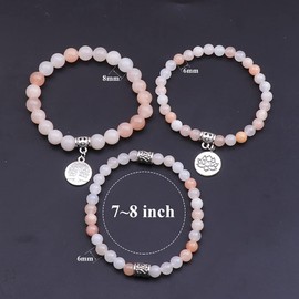 UEUC Natural Semi Precious Gemstone Healing Chakra Bracelet for Women, Tree of Life Lotus Charm Crystal Stone Yoga Stress Relief Reiki Stretch Bracelets for Anxiety(#35)