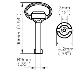 204-0107.00-00000 DIRAK Compatible Double Bit 3mm Pin Key Black Zinc Die (1004-05)