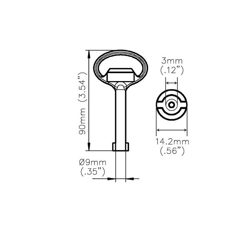 204-0107.00-00000 DIRAK Compatible Double Bit 3mm Pin Key Black Zinc