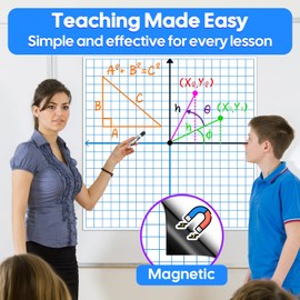 Laffunz Giant Magnetic XY Coordinate Grid Paper Dry Erase Large Graph Chart Board for Whiteboard, Elementary Middle High School Math Manipulatives Teacher Essentials Classroom Must Haves Supplies