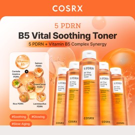 COSRX 5 PDRN B5 Vital Soothing Toner 280mL for Rejuvenating & Soothing Skin with Salmon DNA, Centella, Lactobacillus PDRN & Panthenol, Korean Skin Care
