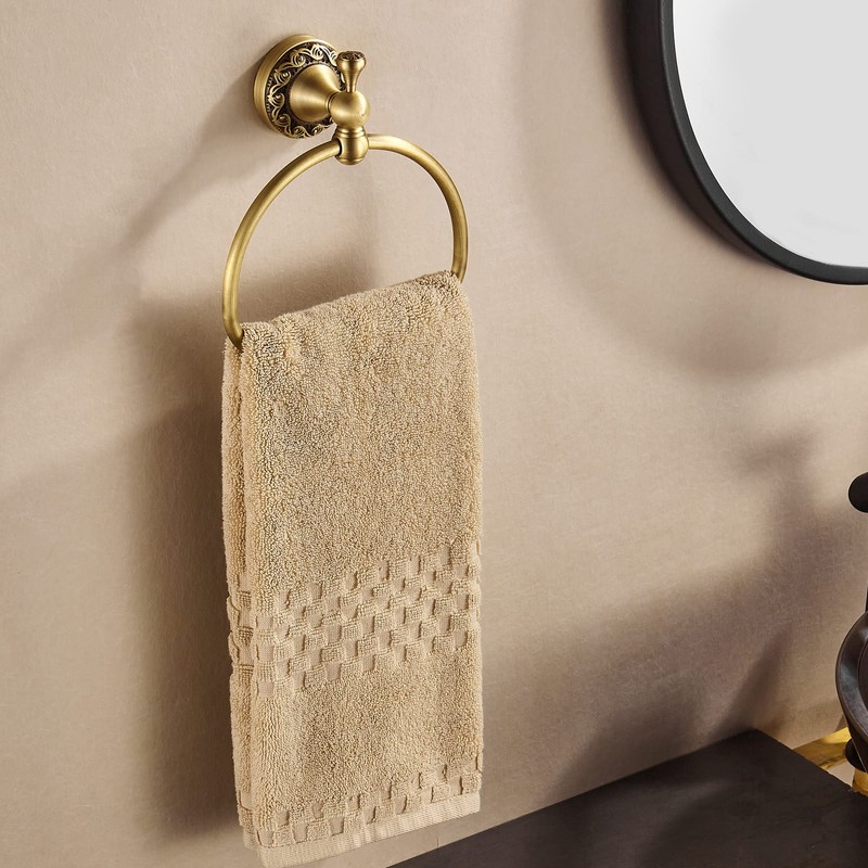 WOLIBEER Brass Towel Ring,Antique Hand Towel Holder, Bathroom Hand Towel