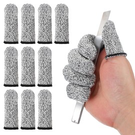 PATIKIL Cut Resistant Finger Cots Protectors 3 x 1.2 Inch, 10 Pcs Reusable Anti-Cut Finger Sleeve Covers for Kitchen Food Cutting Sculpture Work Garden, Grey