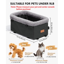 BurgeonNest Dog Carseat for Small Dog, Upgraded Console Pet Booster Seat with Metal Frame, Pet Carseat with Double Protection Seat Belts, Washable Cushion, Safety Leash and Storage Pocket(Large)