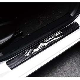 GUIILAN 4Pcs Door Sill Protector Reflective 4D Carbon Fiber Sticker Decoration Door Entry Guard Sill Scuff Plate Stickers Accessories Compatible with Ford Bronco (White)