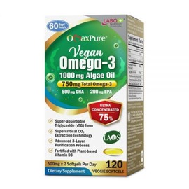 LABO Nutrition Vegan Omega 3 Algae Oil - Plant Based Fish Alternative 750mg Omega-3 500mg DHA & 20, LABO Nutrition Vegan Omega 3 A, 1개 / LABO Nutrition Vegan Omega 3 Algae Oil - Plant Based Fish Alternative 750mg Omega-3 500mg DHA & 20, LABO Nutrition Vegan Omega 3 A, 1개