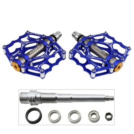 Jpamzceo Bicycle Pedal, Cycling Bike Pedal, Ultra Light Aluminum Alloy, Road Bike, Cross Bike, High Strength, 2 Pieces (Blue)