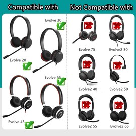 YDYBZB Ear Pads Compatible with Jabra Evolve 65 40 30 20 / Evolve 65UC / 65MS / 40UC / 40MS / 30US / 30II / 20SE / 20UC / 20MS Headset Earpads Replacement Cushions Upgrade Protein Leather