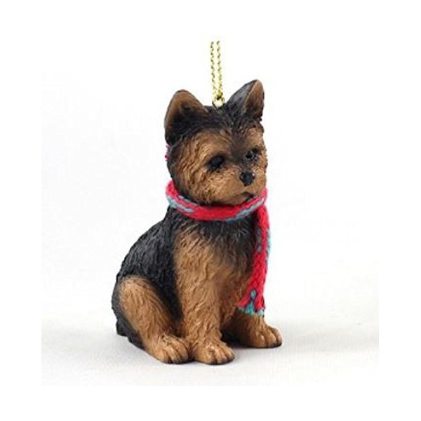 Yorkie (puppy cut) with Scarf Christmas Ornament (Large 3 inch version) Dog