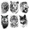 Nirbffo Large Size Tattoo Stickers Lion Tiger Wolf Transferable Tattoo