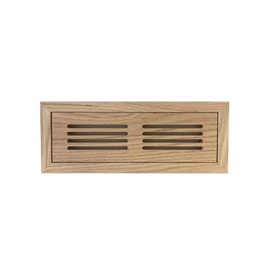 2 Inch x 10 Inch Red Oak Hardwood Vent Floor Register Flush Mount with Frame, Slotted Style, Unfinished